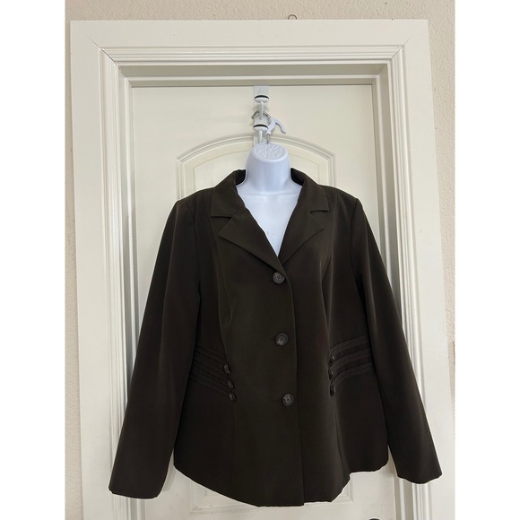 Danillo Blazer Career Office Button‎ Front Jacket Brown Womens Plus Size 14W - Picture 1 of 6